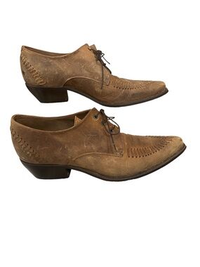 RARE Guess Marciano Womens Vintage Leather Pointy Toe Lace Up Heeled Booties 10